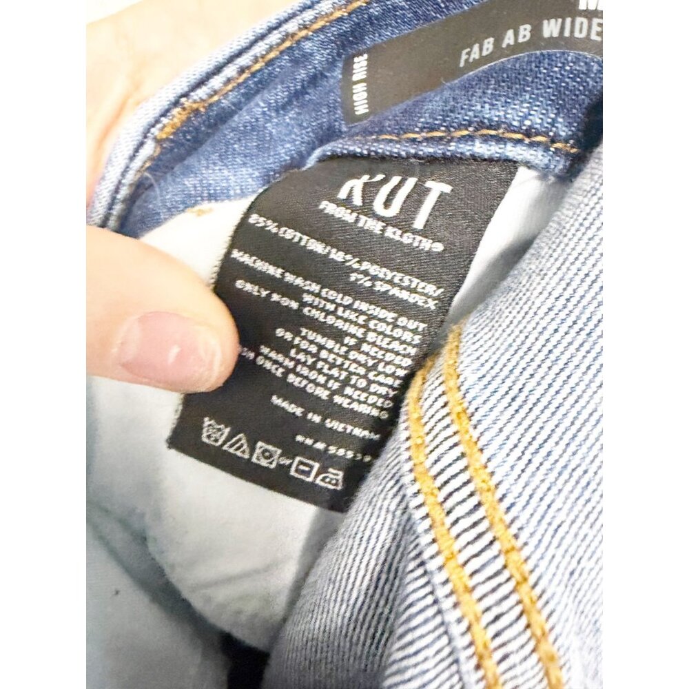Kut From The Kloth Meg Fab Ab Wide Leg Jeans High Rise Raw Hem Milestone 8L - Picture 7 of 11